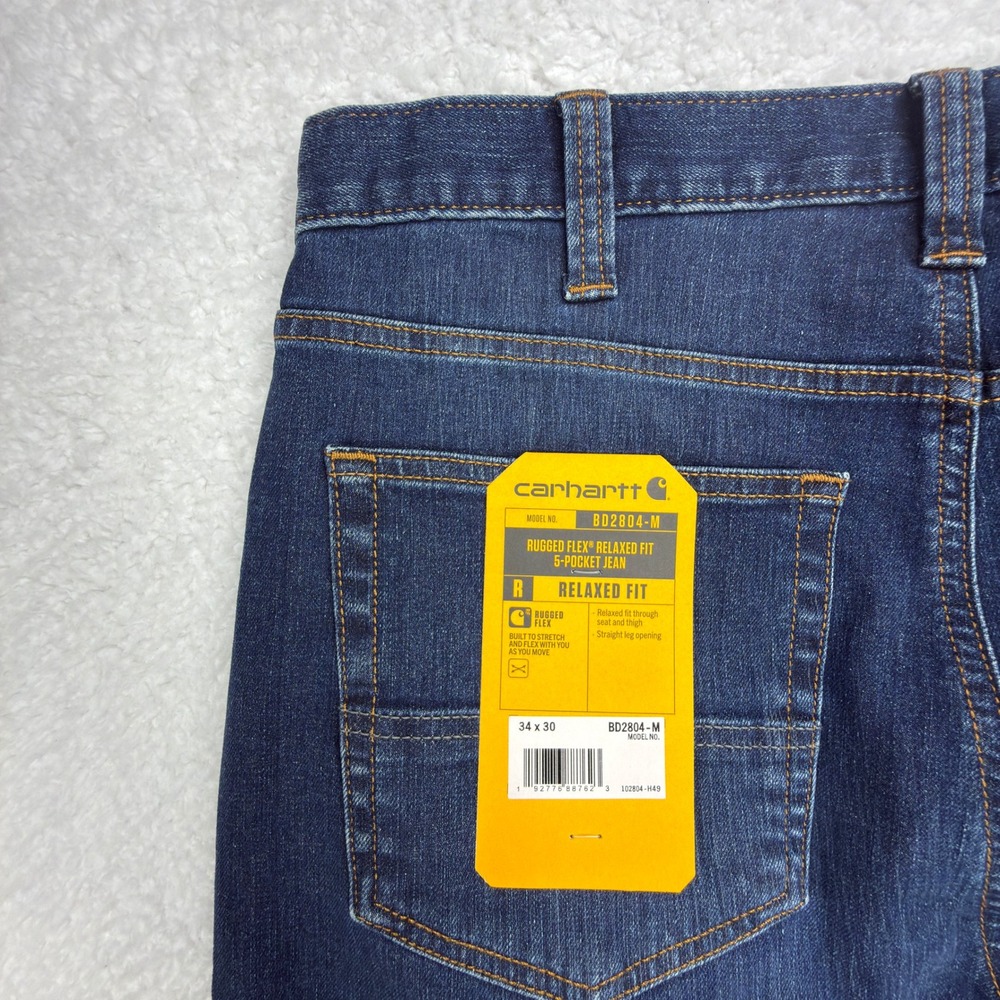 Carhartt Rugged Flex Relaxed Fit 5-Pocket Jeans Mens 34x30 NWT BD2804-M